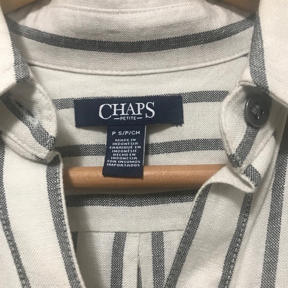 Chaps Petite Striped Linen-Blend Shirtdress. SP - Picture 8 of 15
